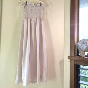 H&M Beige Cream Flowy Strapless Midi Dress